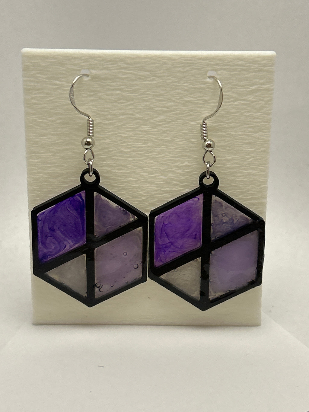 Amethyst Marble Cube Ohrringe