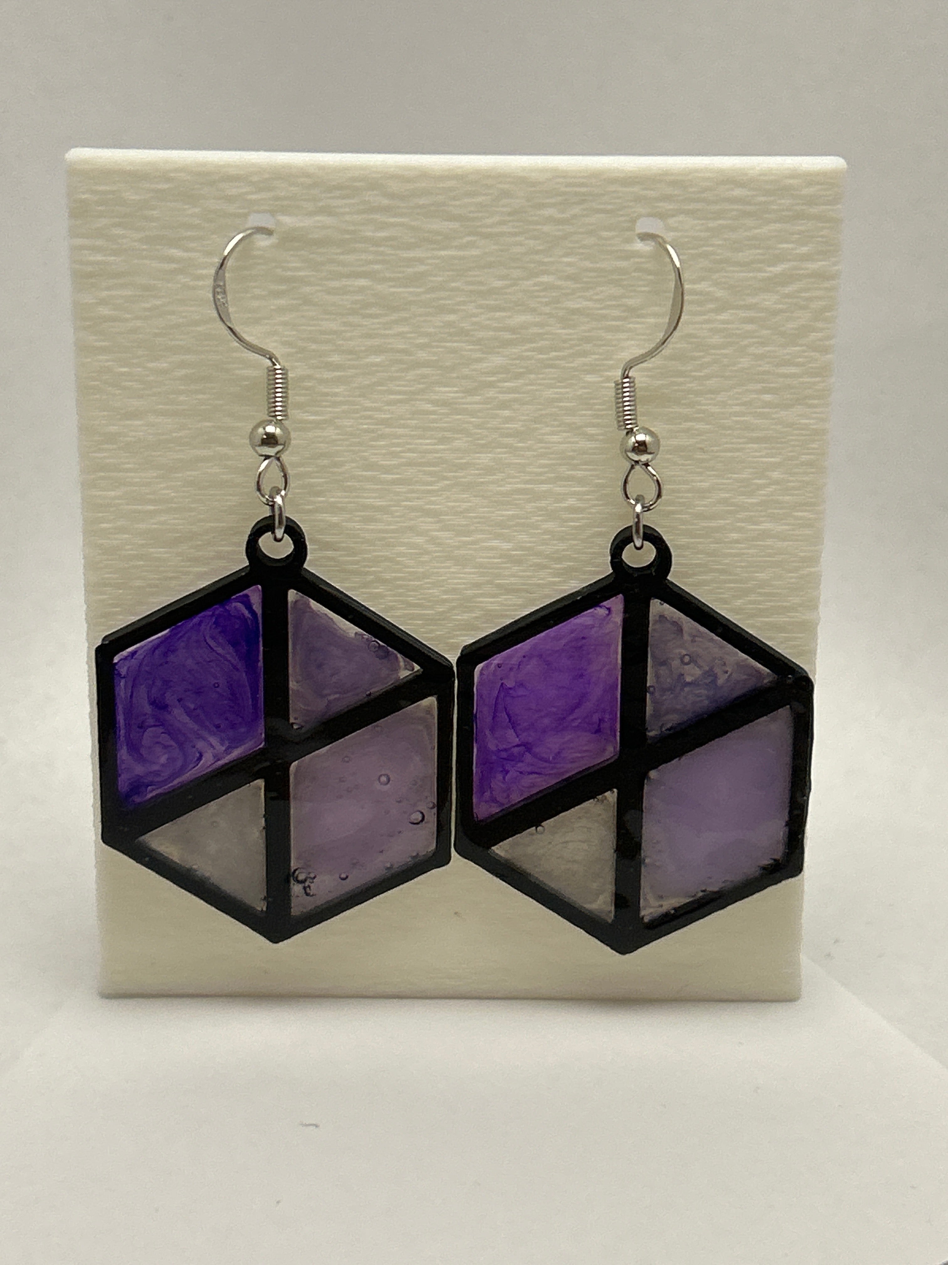 Amethyst Marble Cube Ohrringe