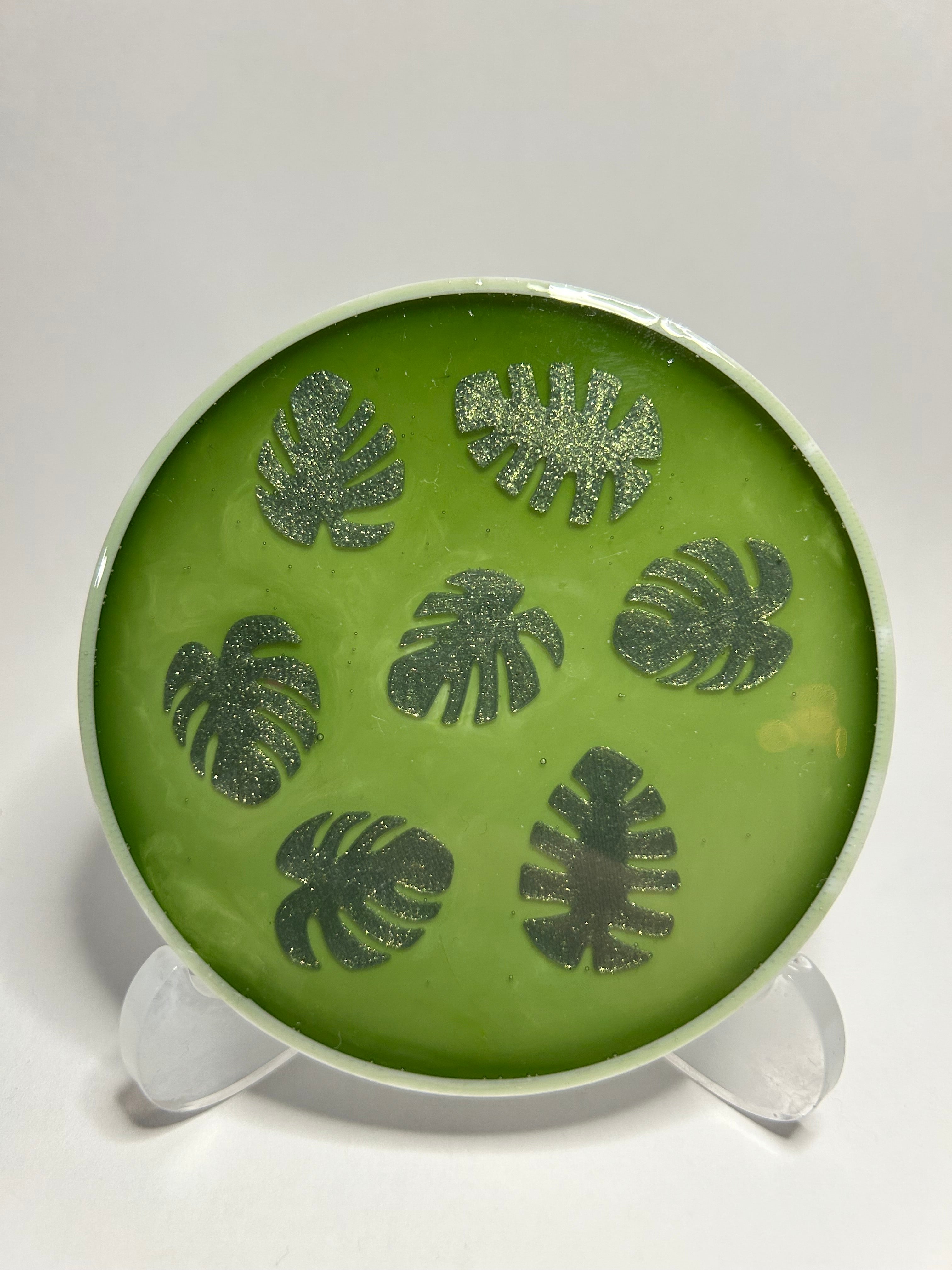 Tassenuntersetzer „Tropical Green“ 🌿 – handgemacht aus Epoxidharz