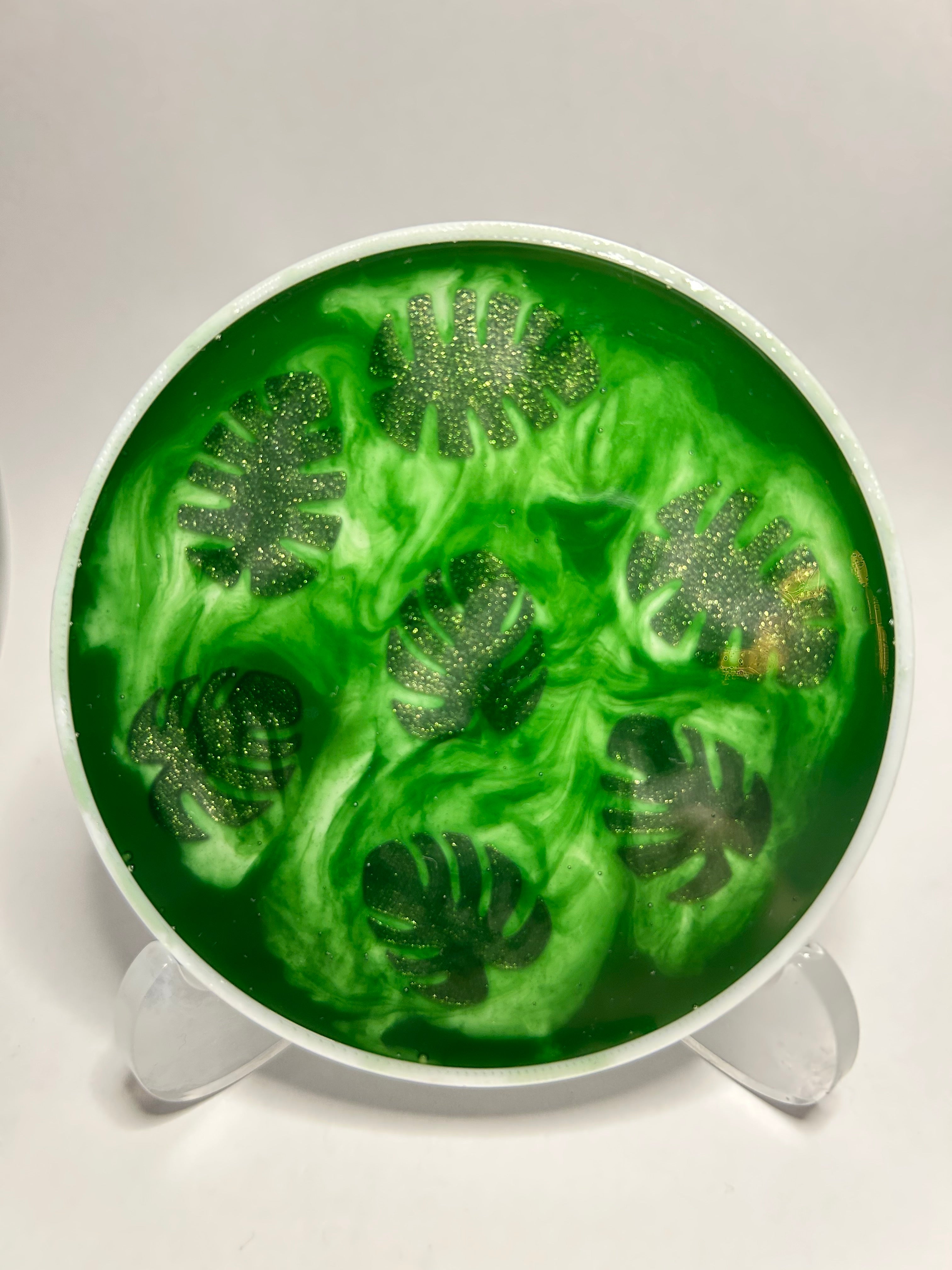 Tassenuntersetzer „Tropical Green“ 🌿 – handgemacht aus Epoxidharz