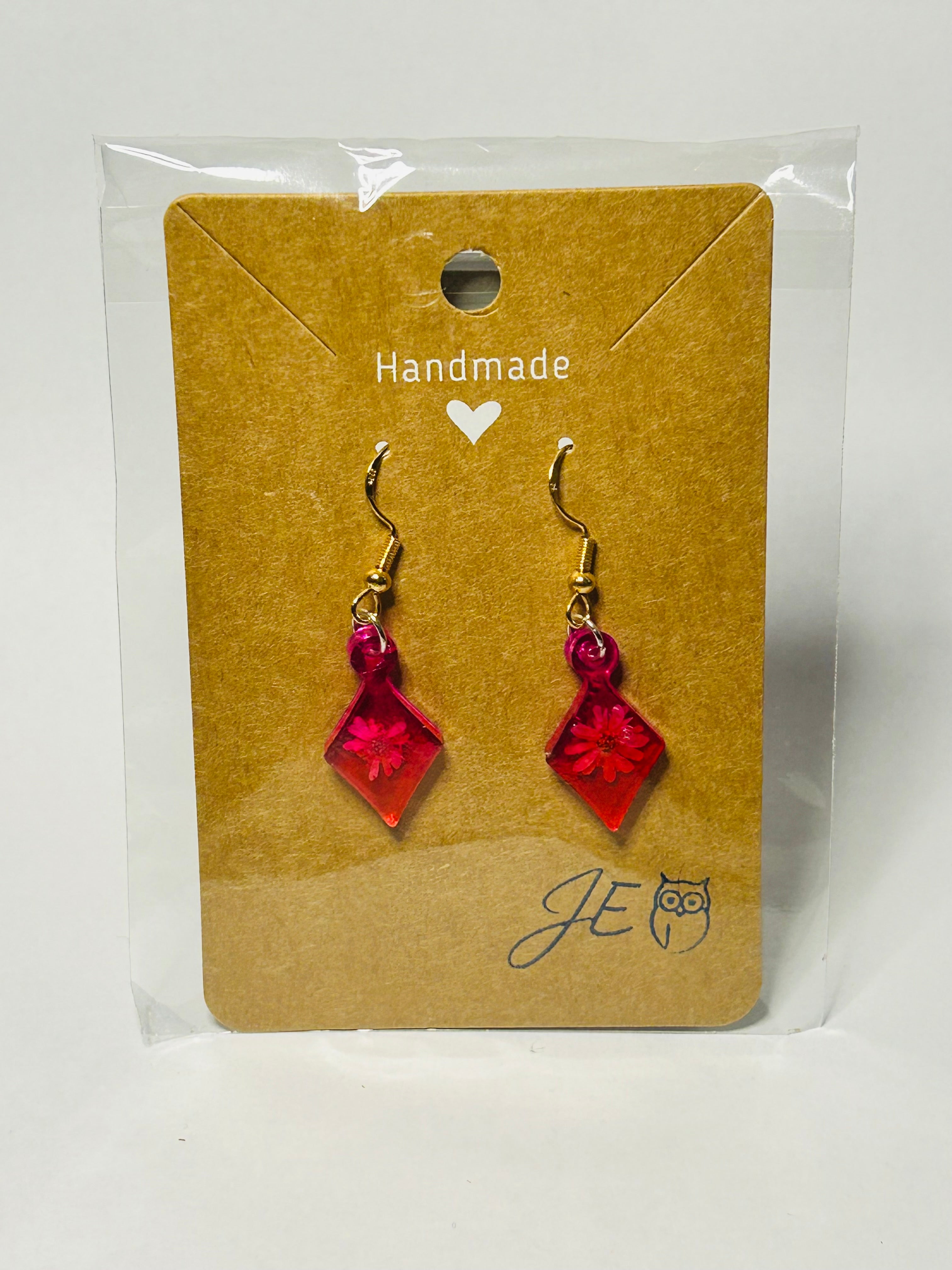 Ohrring Raute mit Blumen