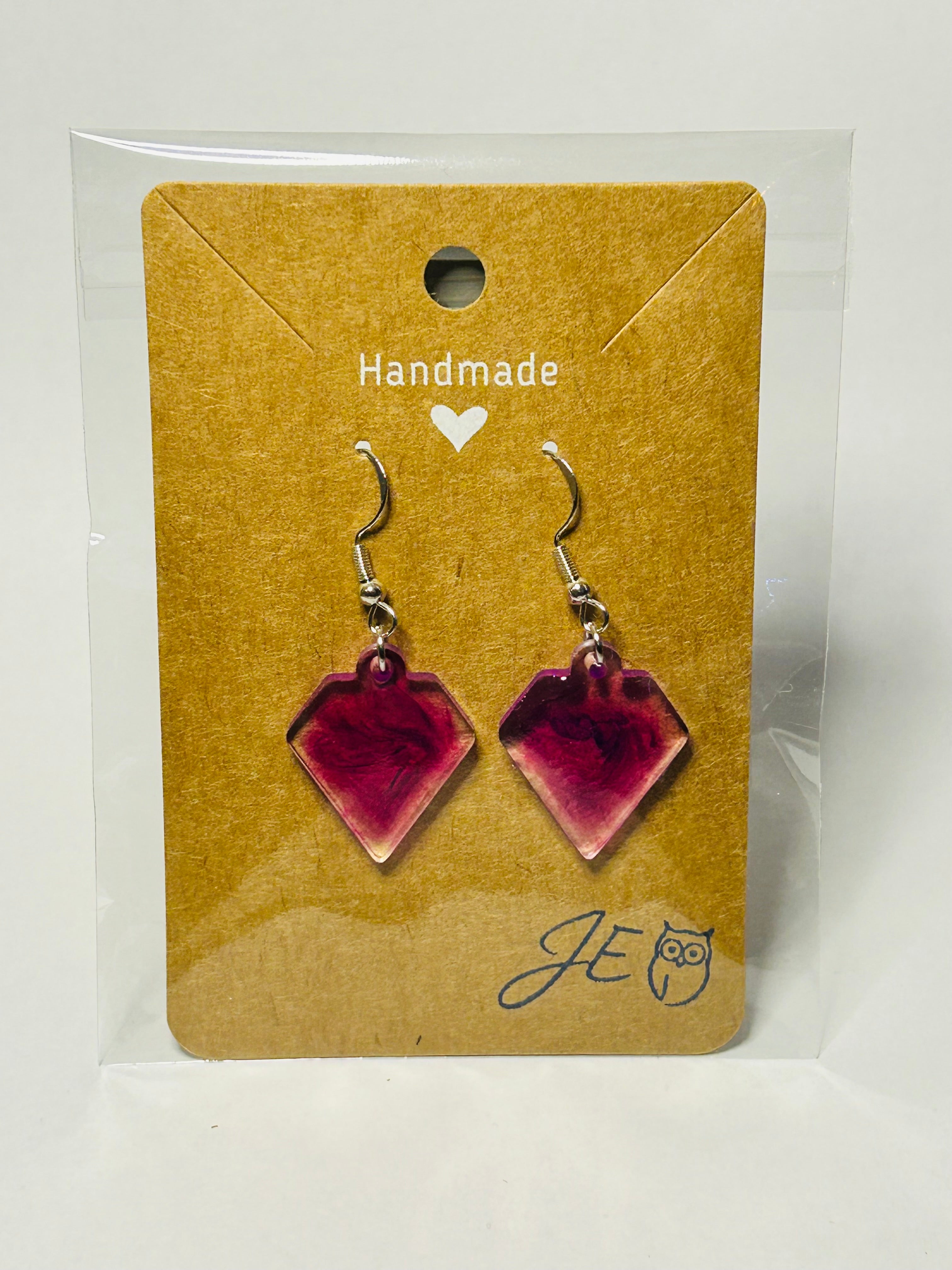 Ohrringe Dark Magenta Rhombus – Deep Marble Unikat